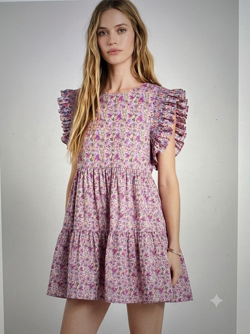 English Factory Dress Baby Doll Ruffle Mini Floral Size Small Girlhood Coquette